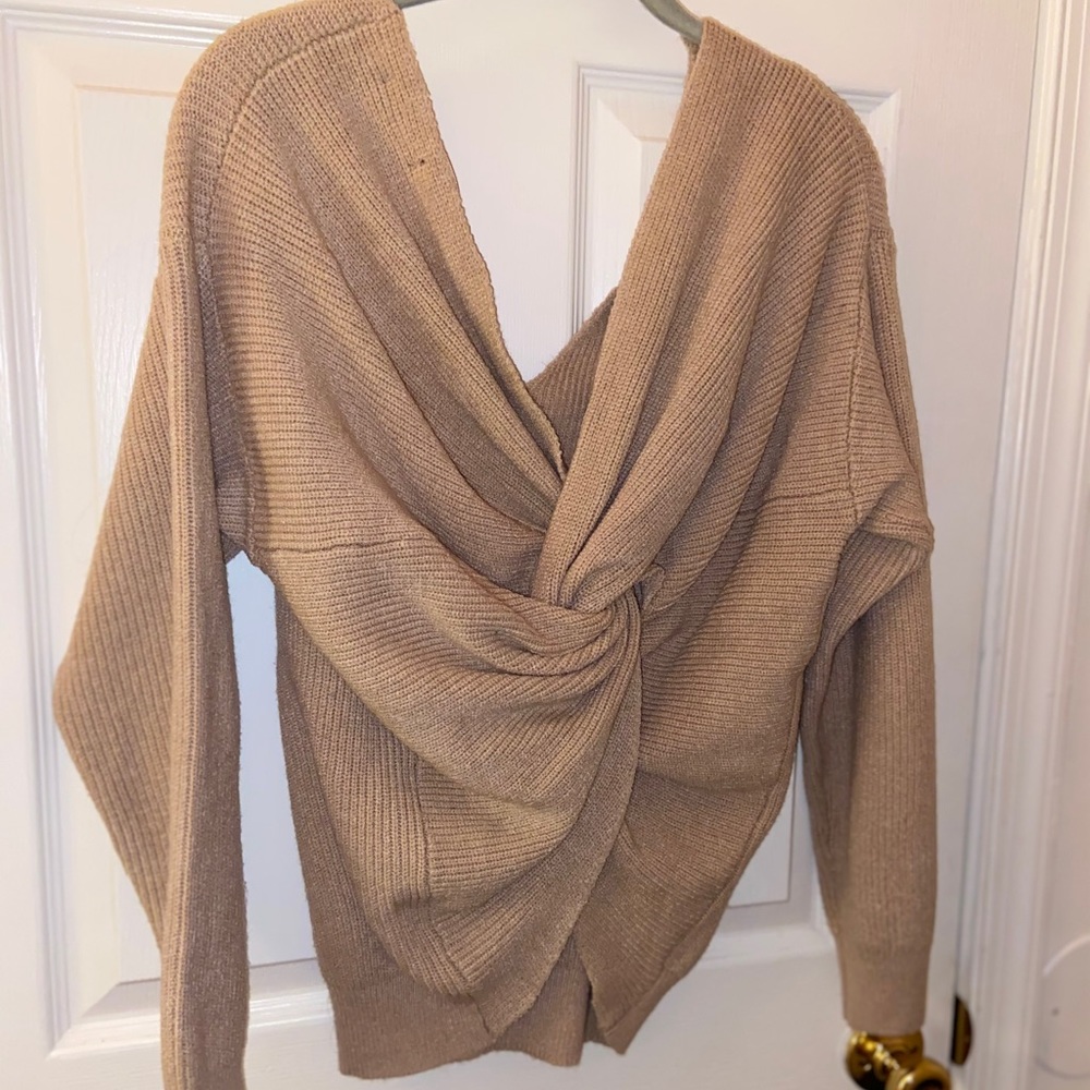 Comfy Knot Sweater off-the-shoulder